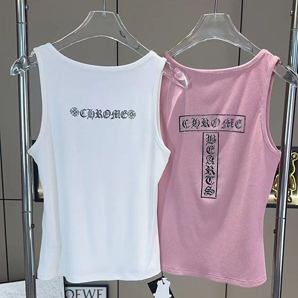 《大人気》クロムハーツ サイド ロゴ タンクトップ ヴァーティカルロゴ プリント Kuy48366